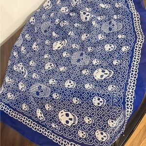 Alexander McQueen Blue and White Skull Scarf